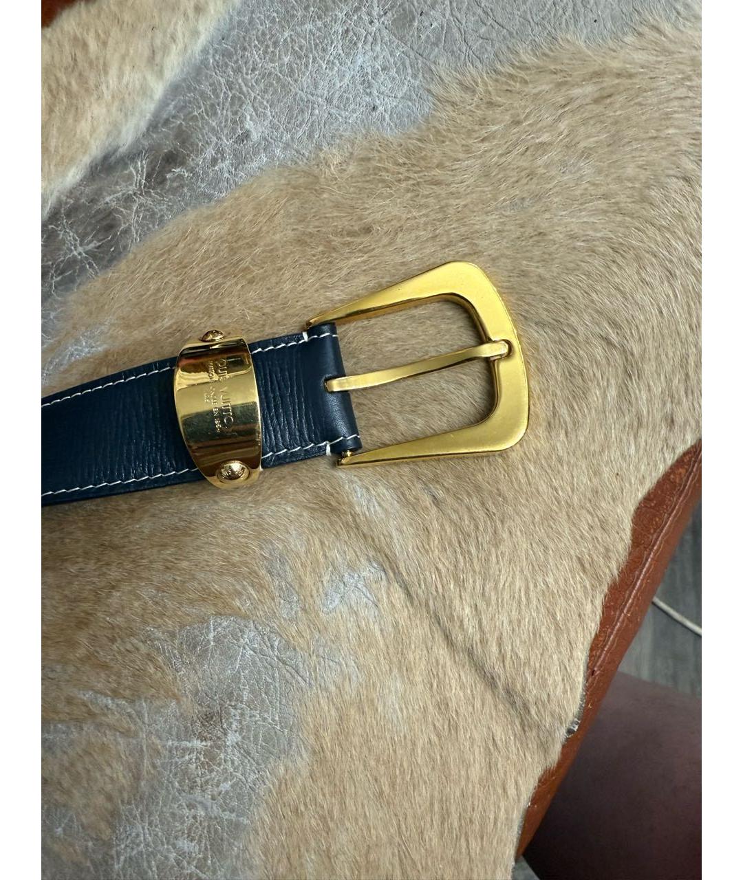LOUIS VUITTON Синий кожаный ремень, фото 3