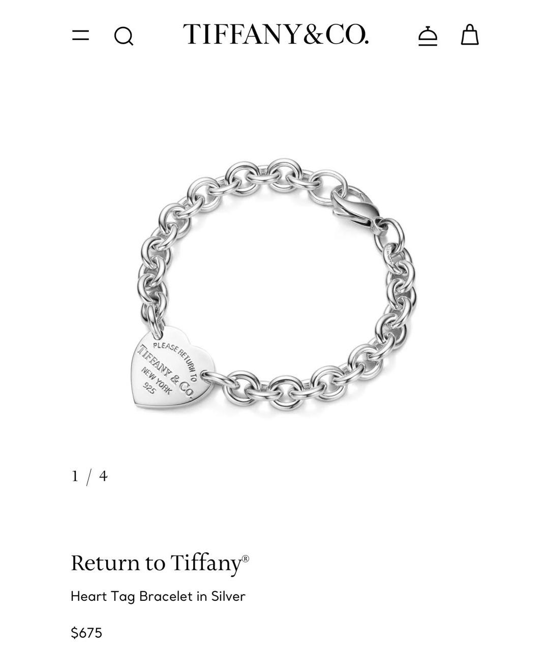 TIFFANY&CO Серебрянный серебряный браслет, фото 5