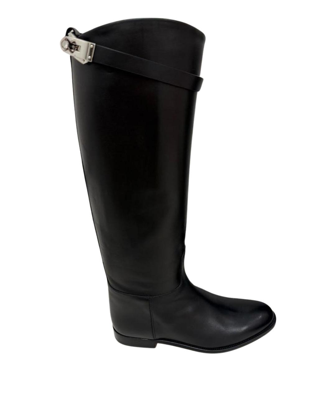 HERMES Черные кожаные сапоги, фото 1