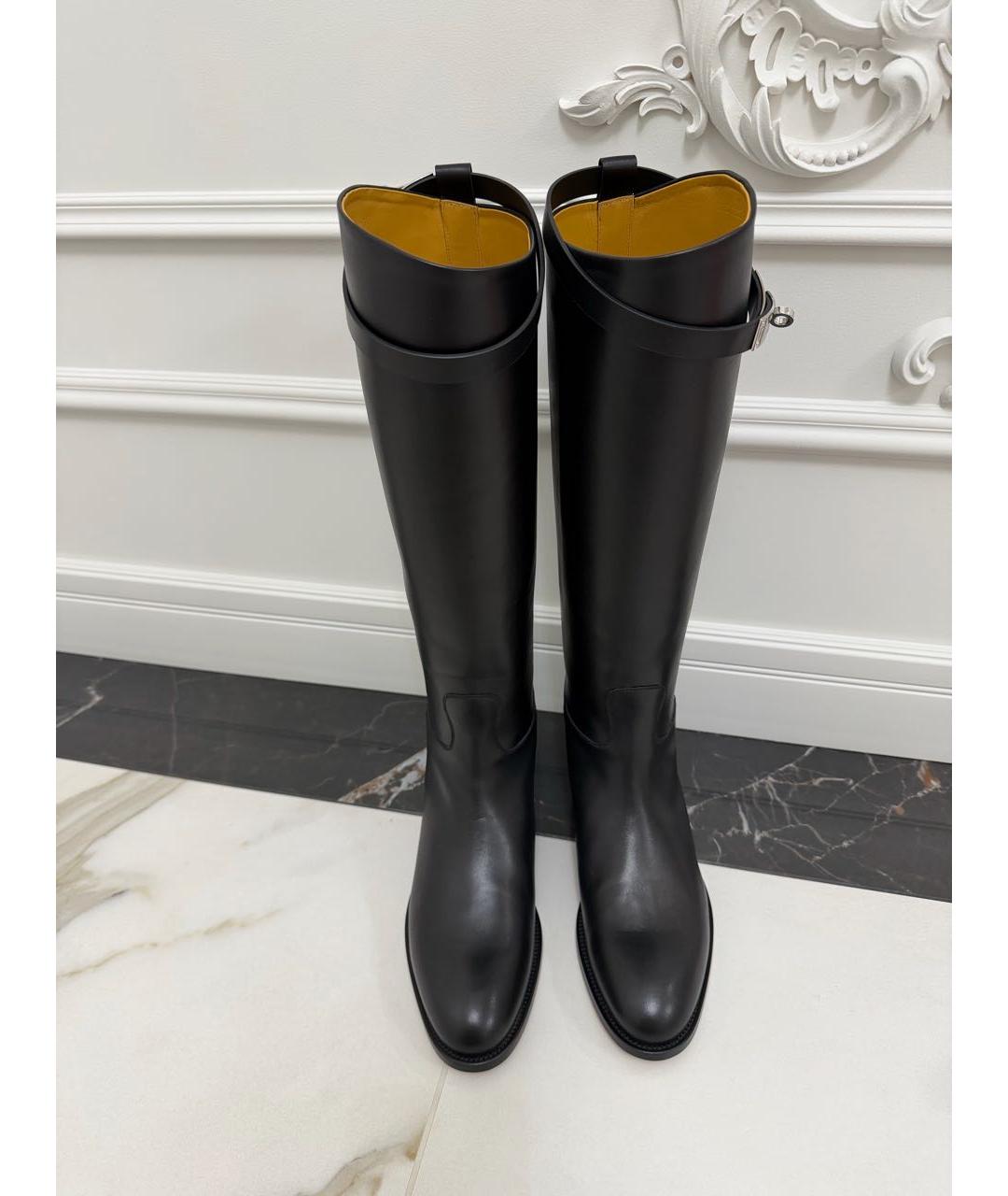 HERMES Черные кожаные сапоги, фото 2