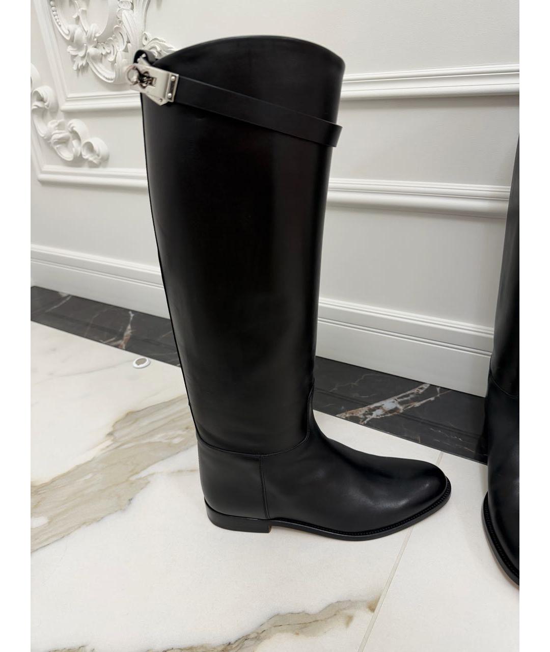 HERMES Черные кожаные сапоги, фото 6