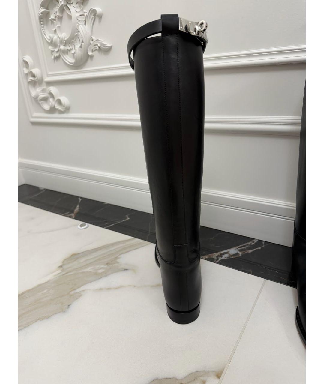 HERMES Черные кожаные сапоги, фото 4