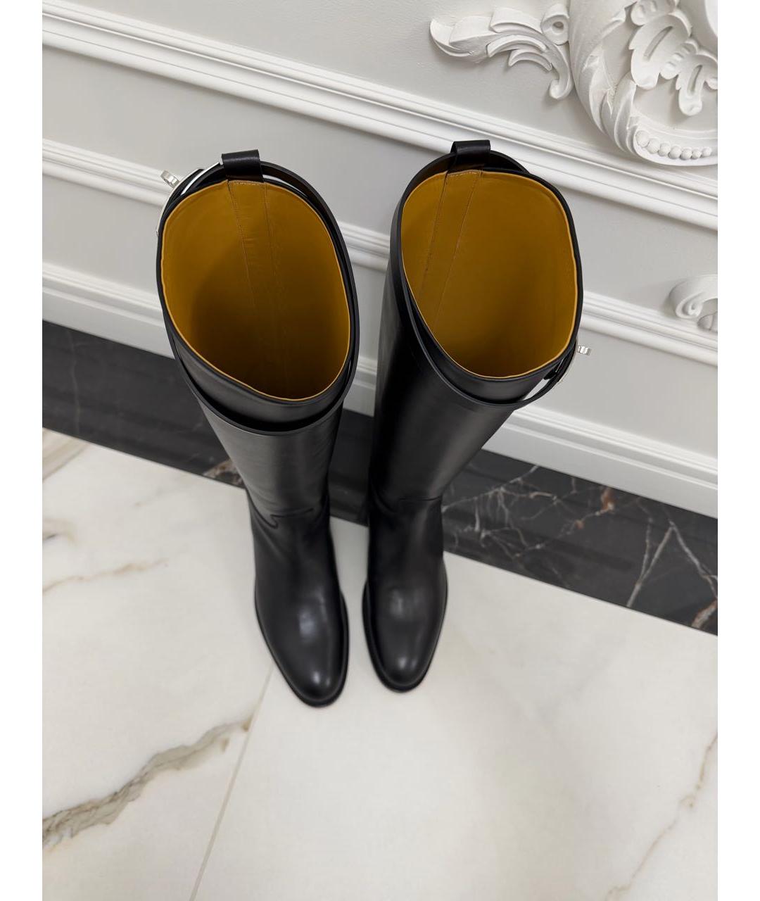 HERMES Черные кожаные сапоги, фото 5