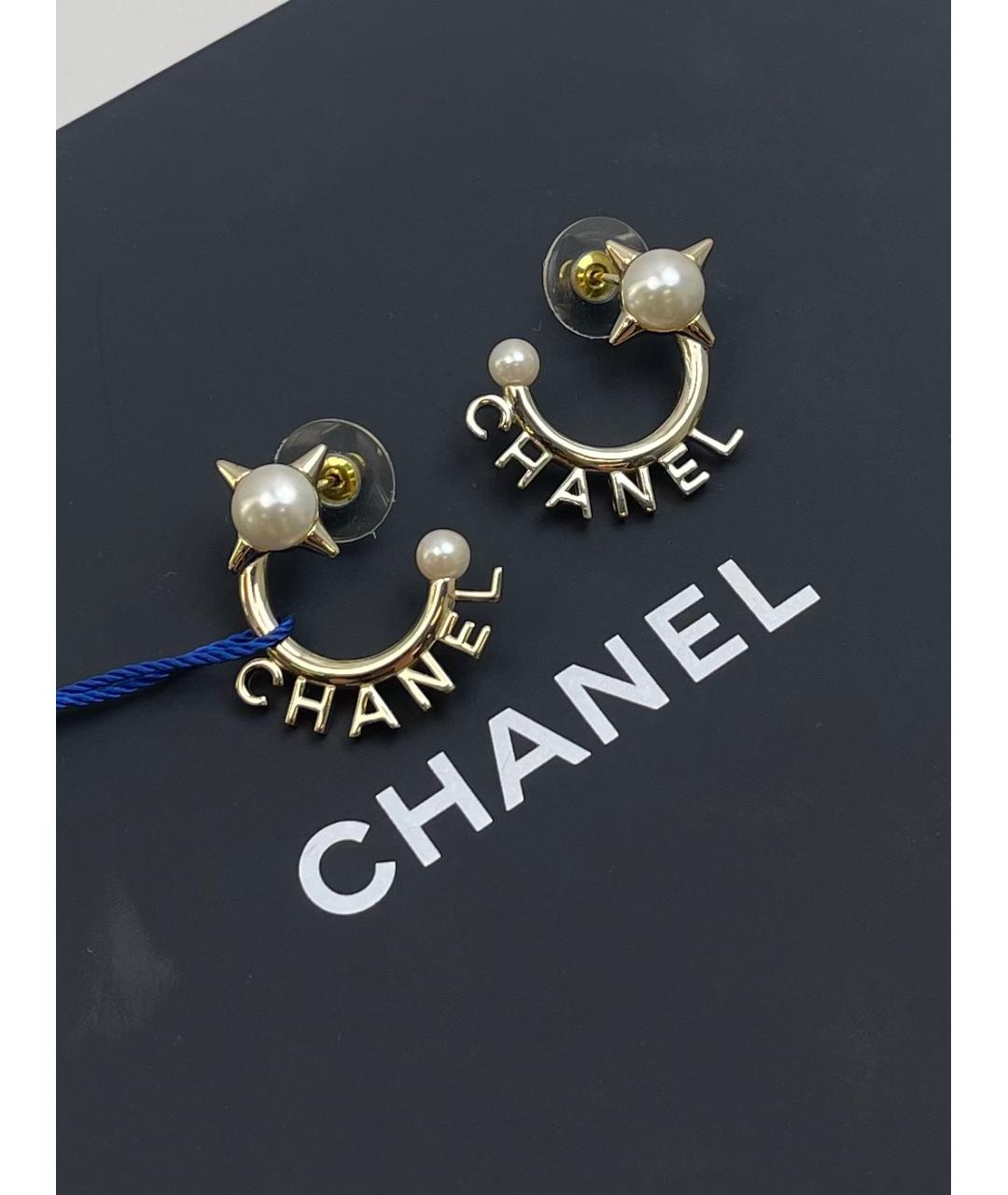 CHANEL Золотые металлические серьги, фото 4