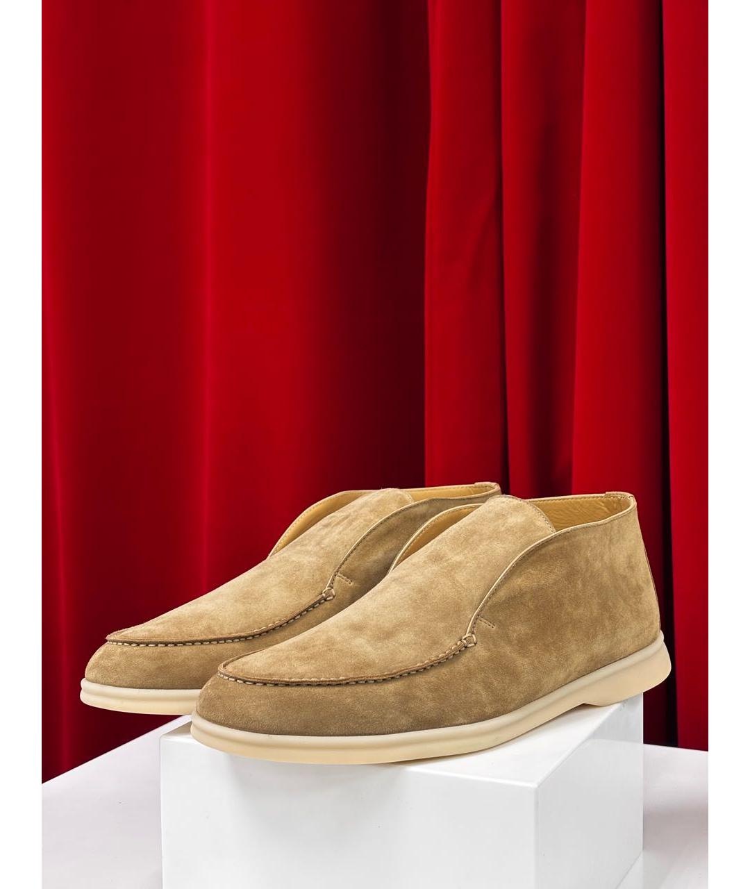 LORO PIANA Бежевые замшевые лоферы, фото 5