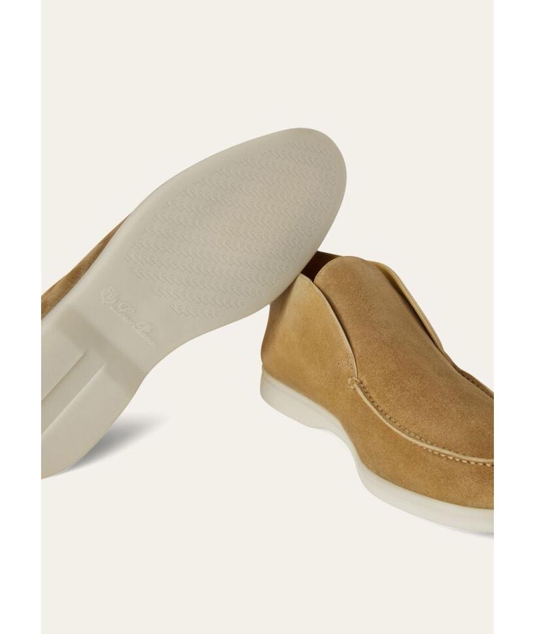 LORO PIANA Бежевые замшевые лоферы, фото 3
