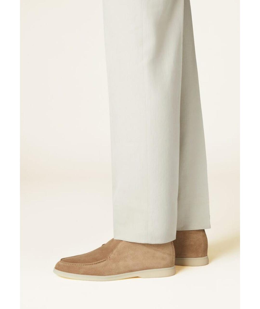 LORO PIANA Бежевые замшевые лоферы, фото 4