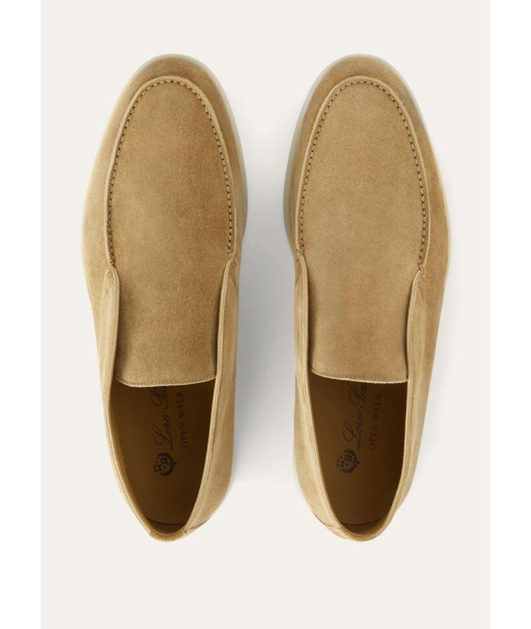 LORO PIANA Бежевые замшевые лоферы, фото 2