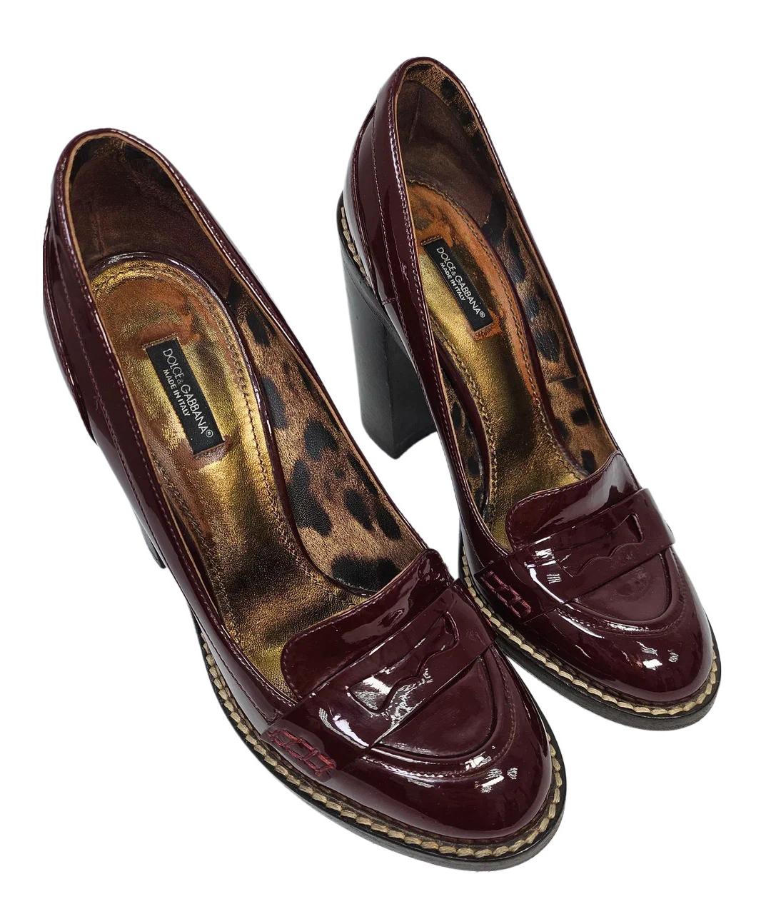 DOLCE&GABBANA Бордовые туфли из лакированной кожи, фото 2