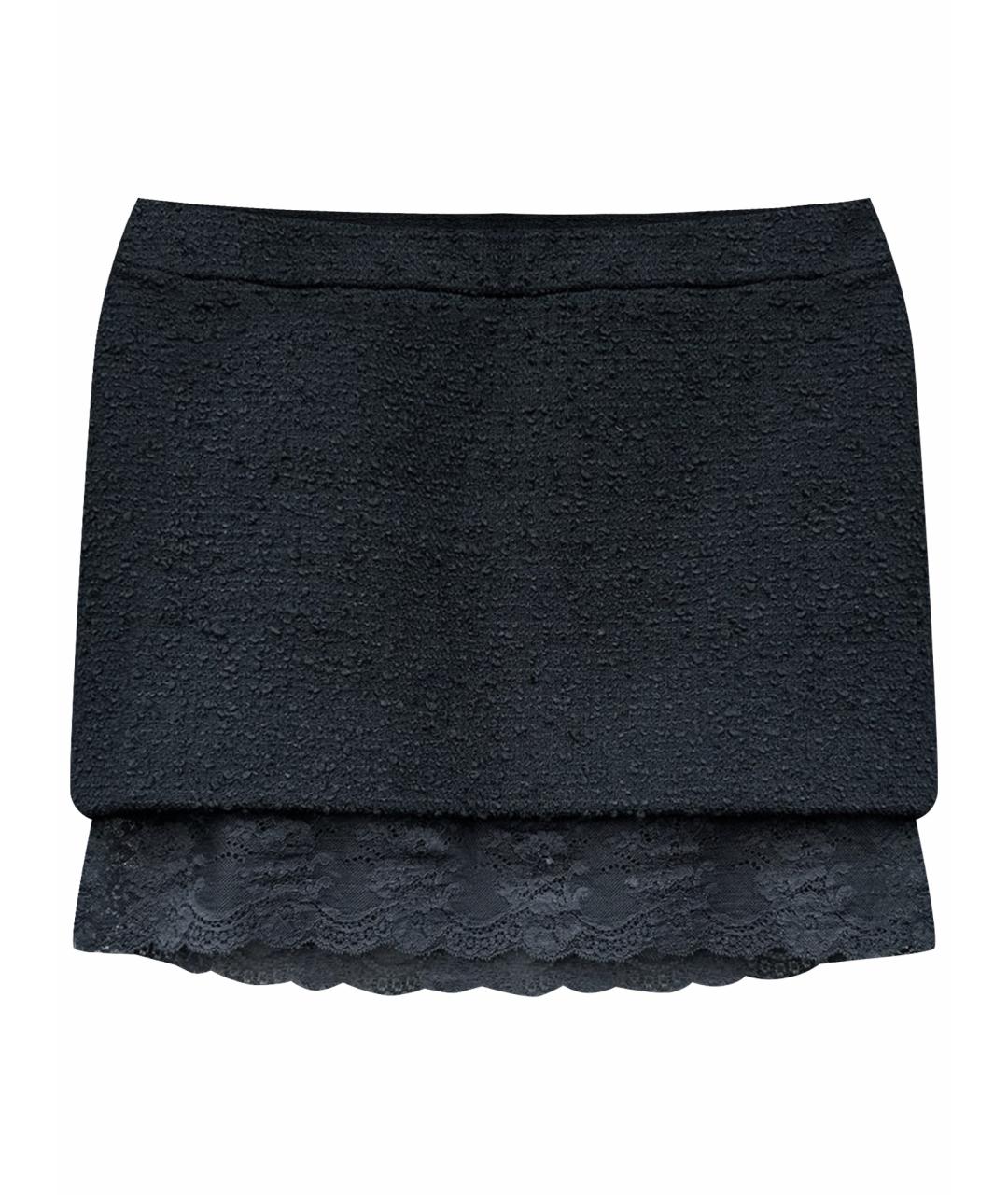 SAINT LAURENT Черная хлопковая юбка мини, фото 1