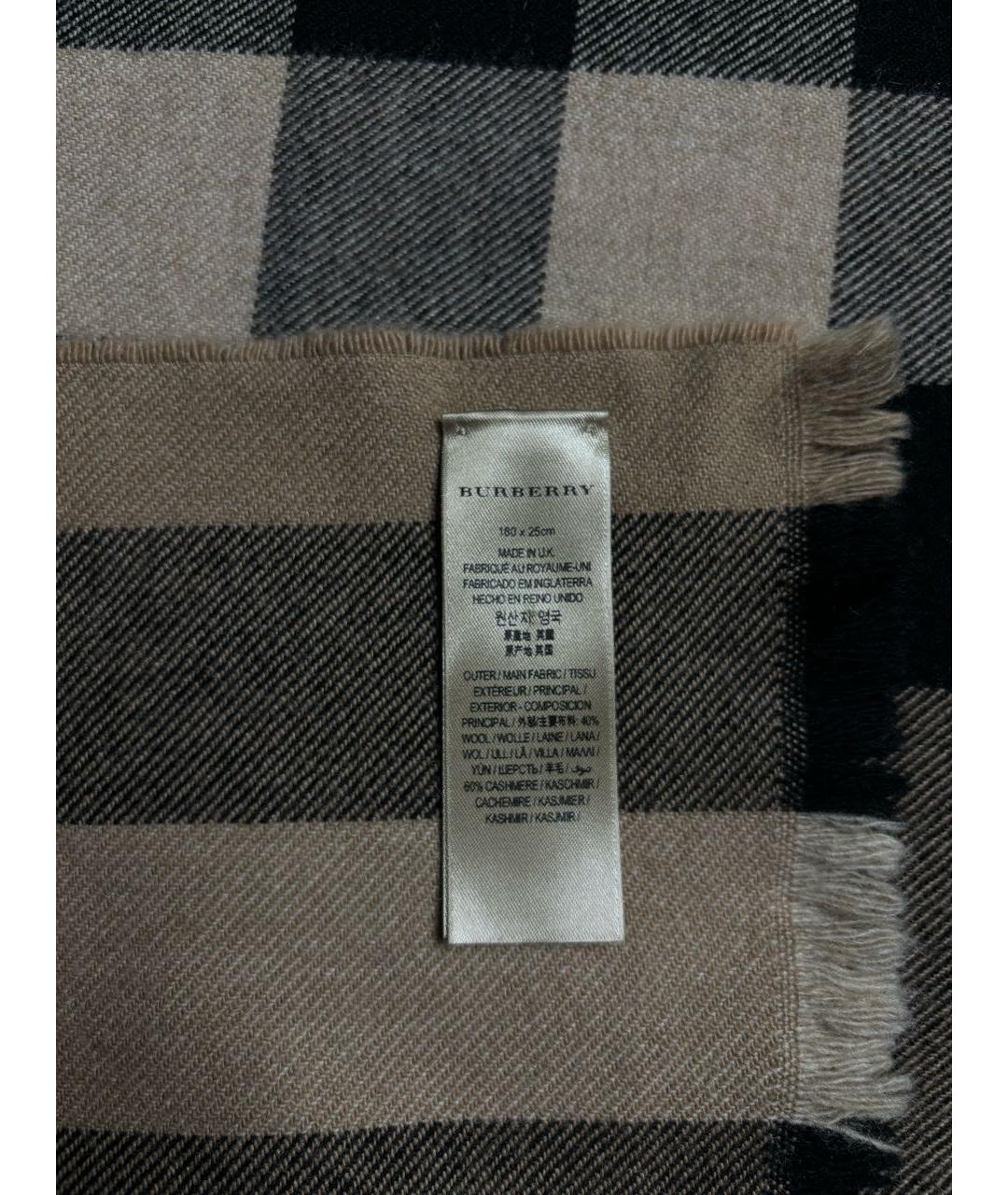 BURBERRY Коричневый кашемировый шарф, фото 3