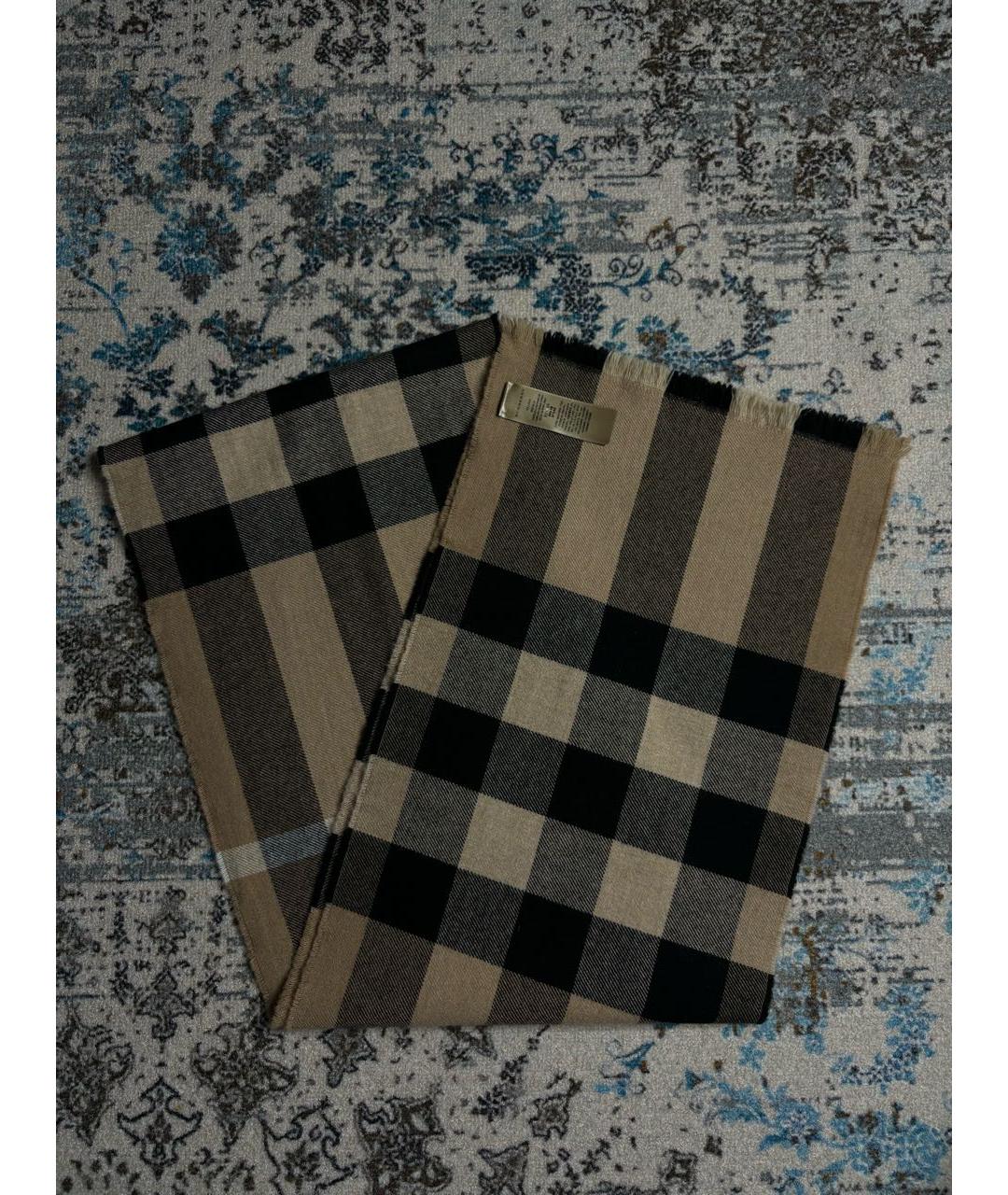 BURBERRY Коричневый кашемировый шарф, фото 5