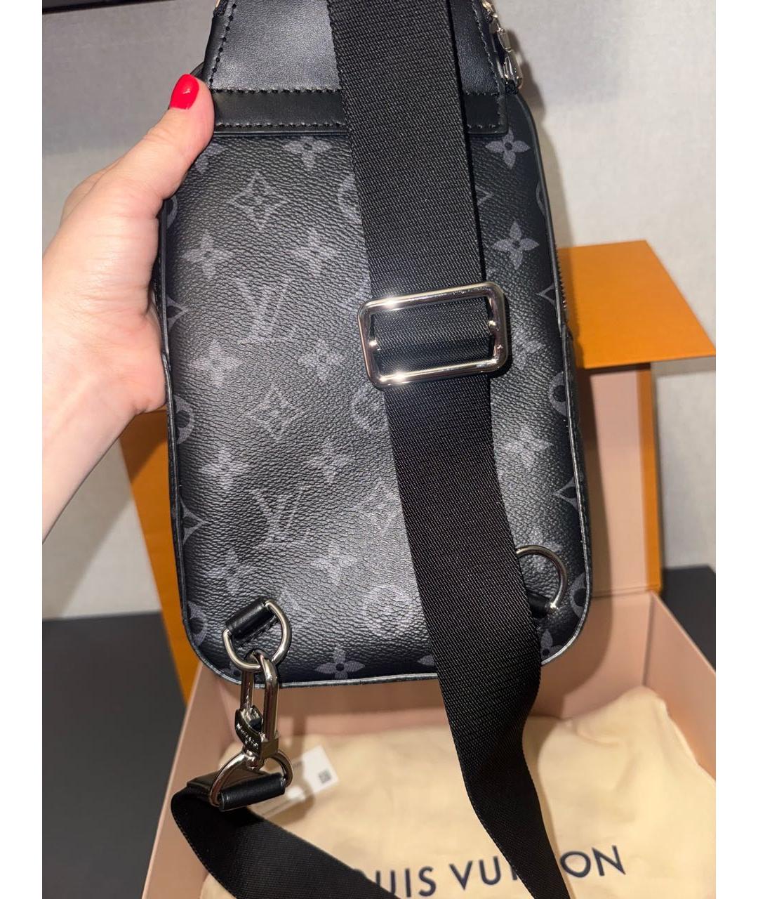 LOUIS VUITTON Черная кожаная сумка на плечо, фото 8