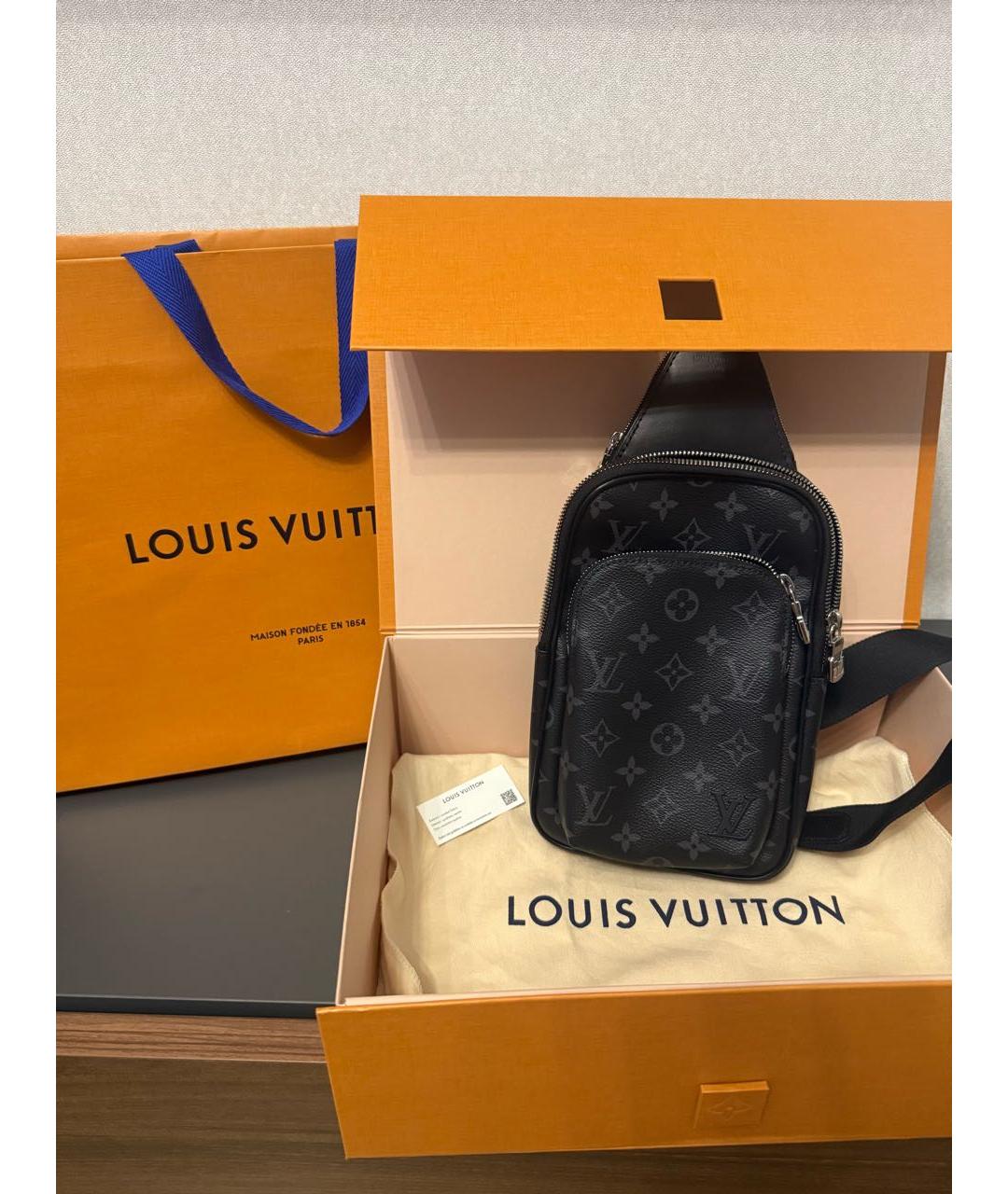 LOUIS VUITTON Черная кожаная сумка на плечо, фото 2