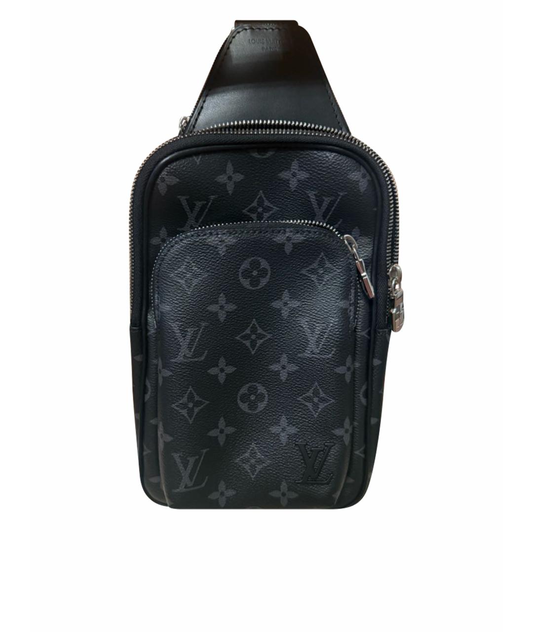 LOUIS VUITTON Черная кожаная сумка на плечо, фото 1