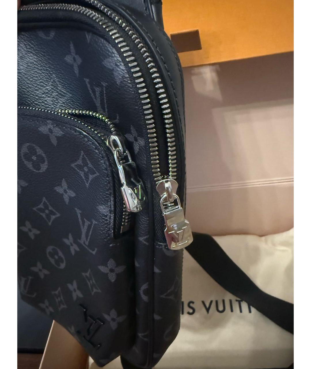 LOUIS VUITTON Черная кожаная сумка на плечо, фото 7