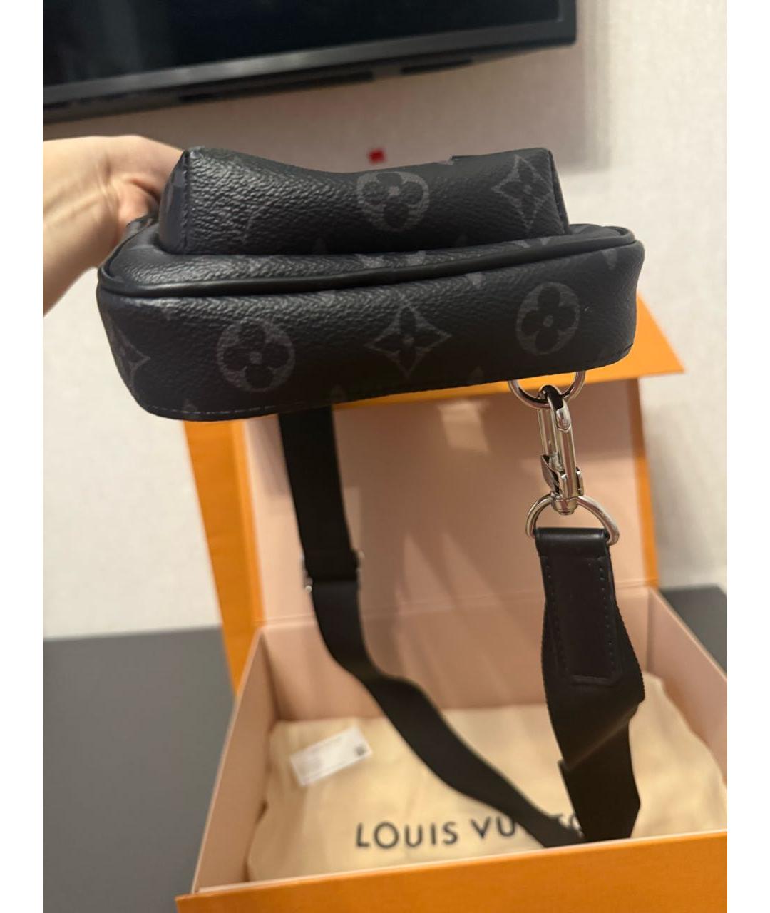 LOUIS VUITTON Черная кожаная сумка на плечо, фото 5