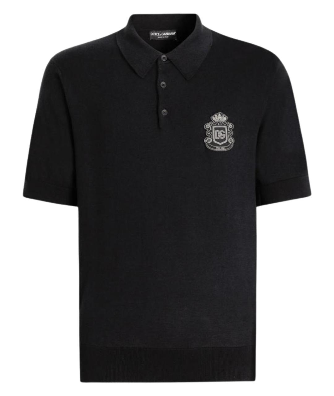 DOLCE&GABBANA Черное хлопковое поло с коротким рукавом, фото 1