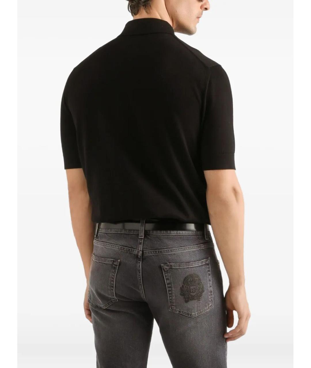 DOLCE&GABBANA Черное хлопковое поло с коротким рукавом, фото 4