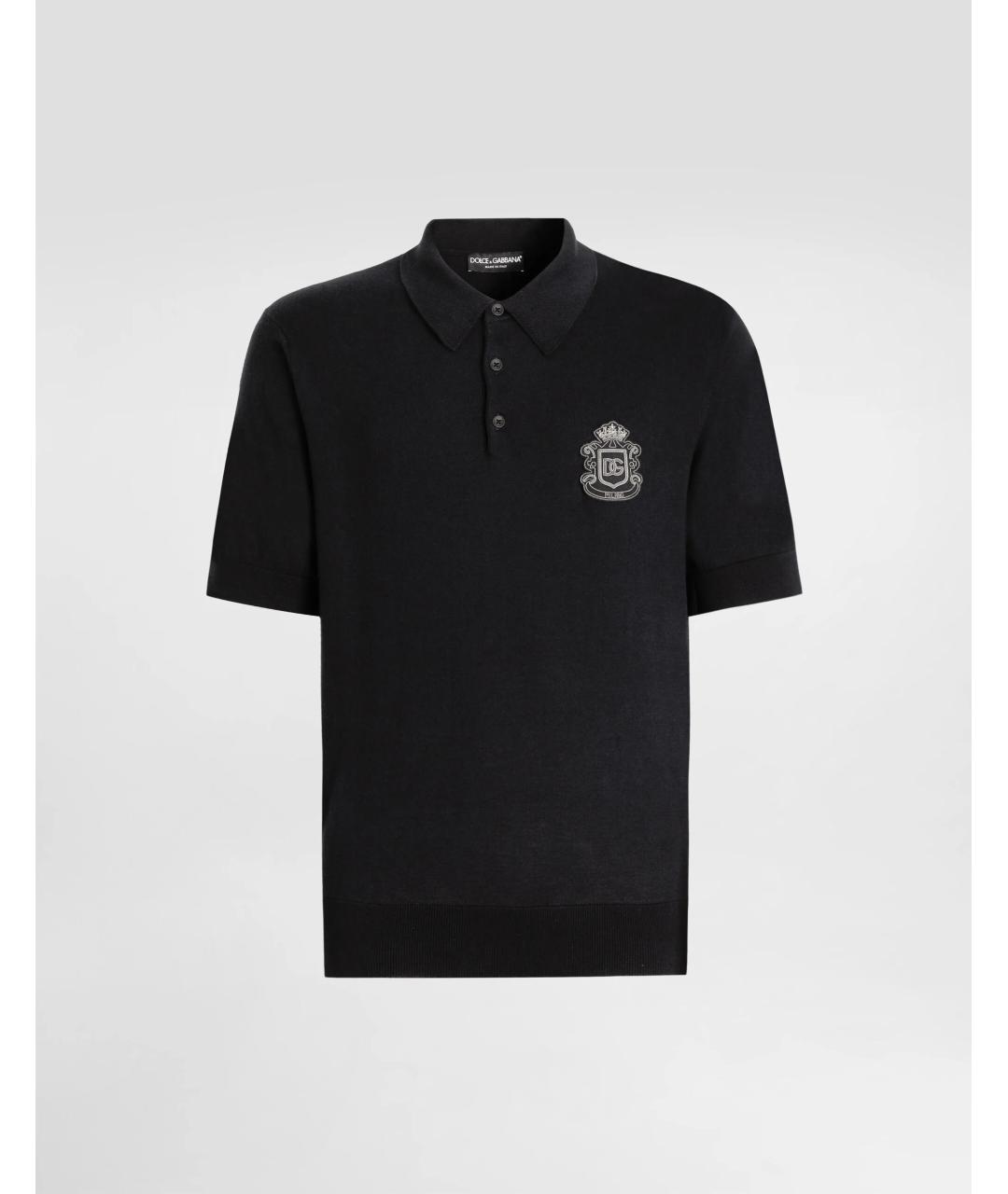 DOLCE&GABBANA Черное хлопковое поло с коротким рукавом, фото 5