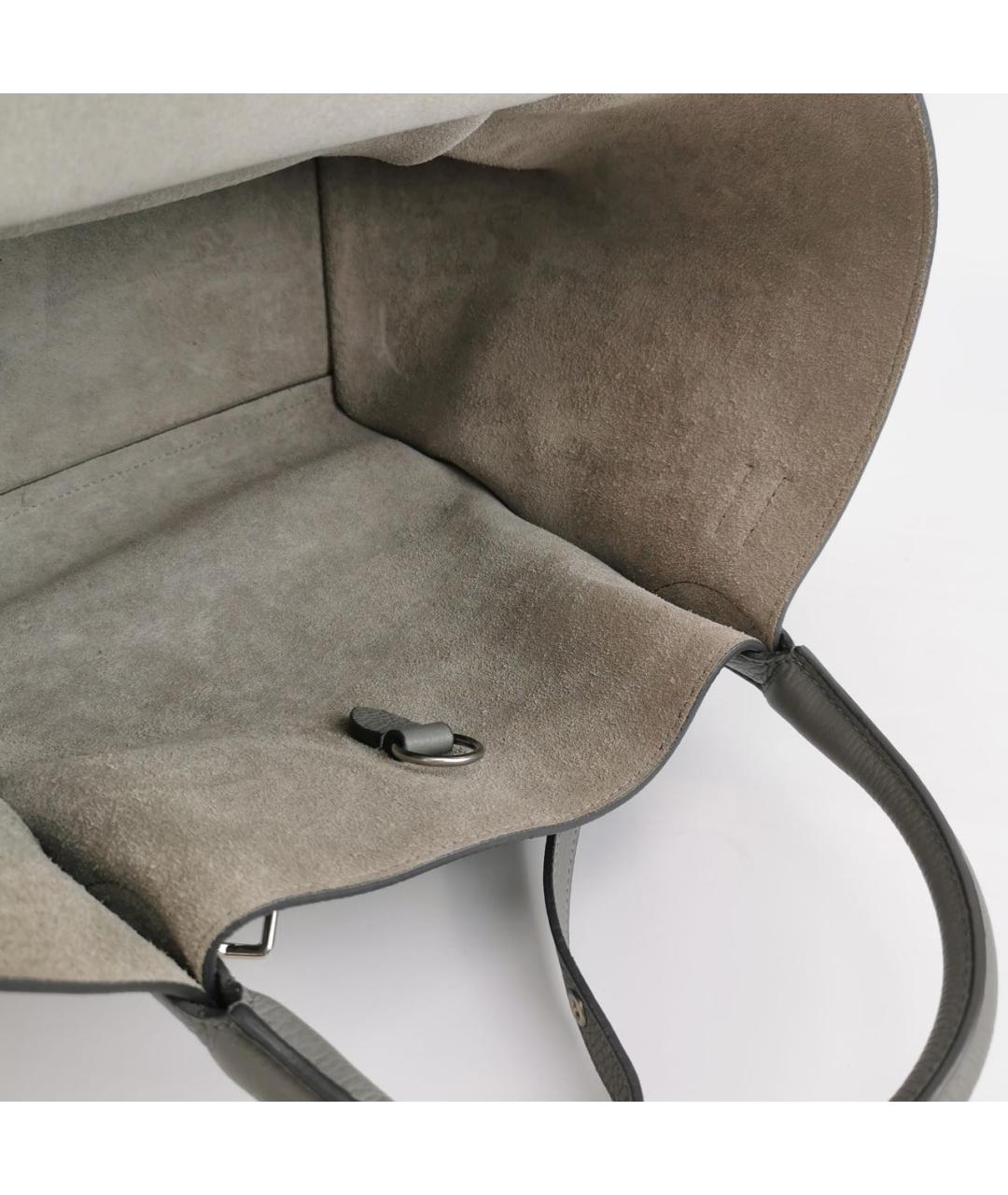 CELINE Бежевая кожаная сумка с короткими ручками, фото 5