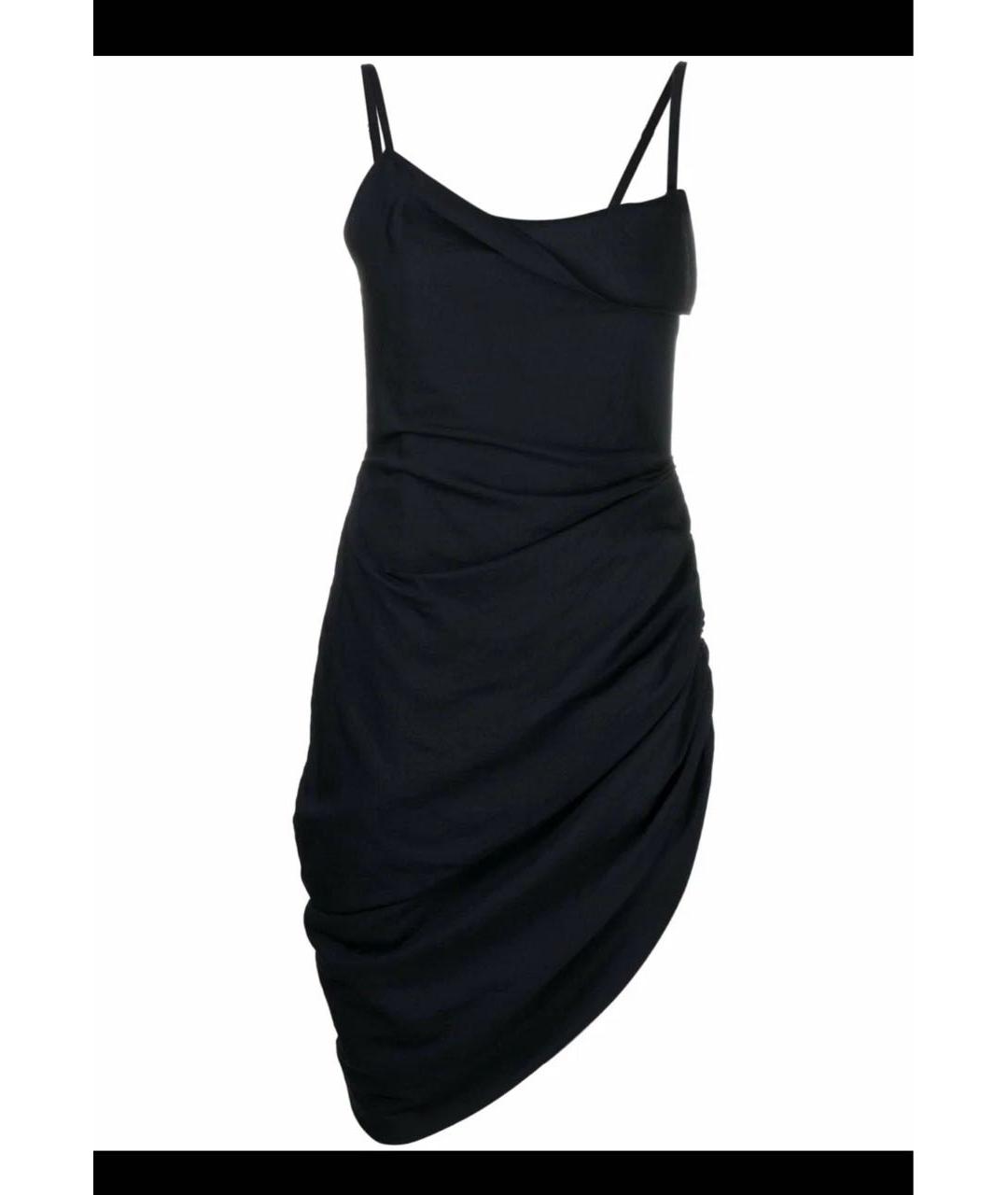 JACQUEMUS Черное вискозное коктейльное платье, фото 2