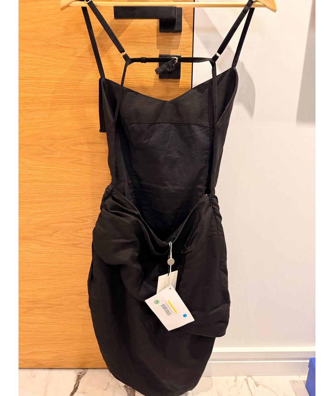 JACQUEMUS Черное вискозное коктейльное платье, фото 4