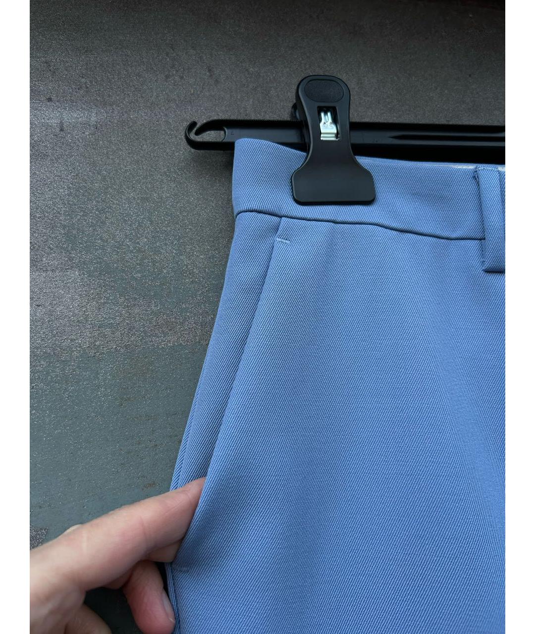 ETRO Голубые шелковые прямые брюки, фото 4