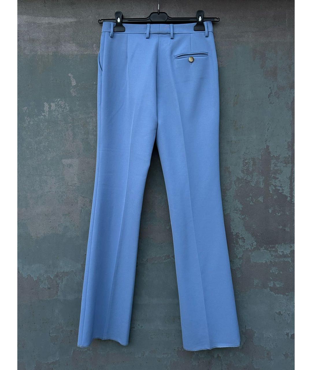 ETRO Голубые шелковые прямые брюки, фото 7