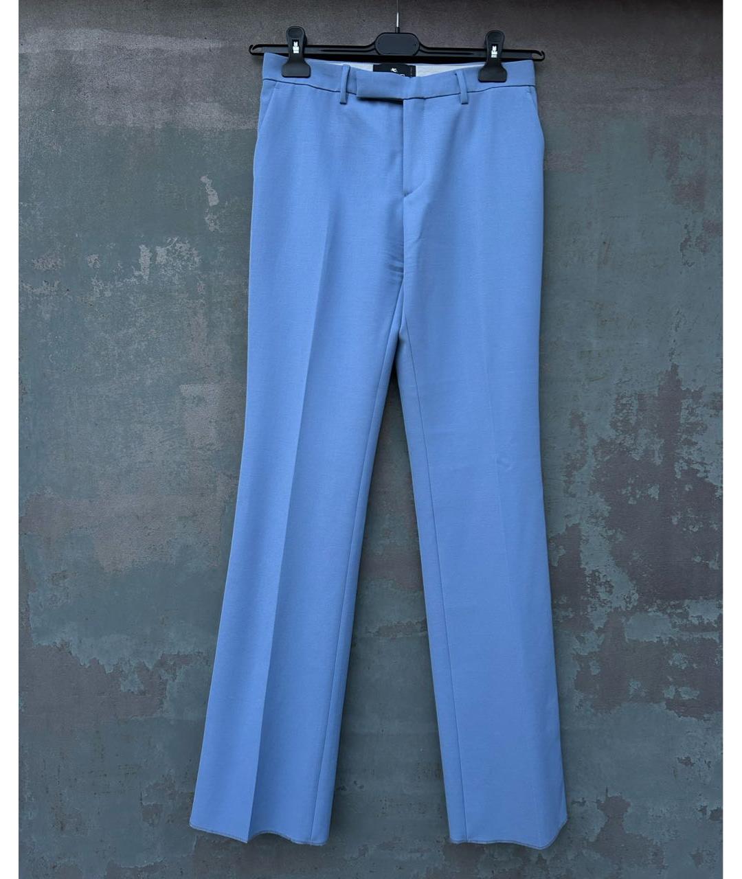 ETRO Голубые шелковые прямые брюки, фото 8