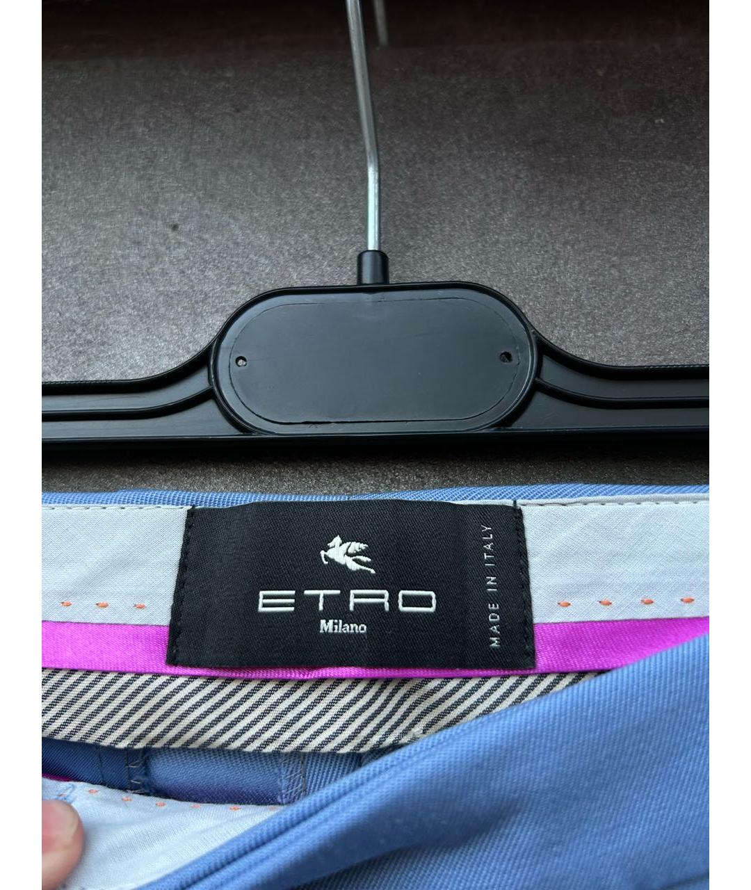 ETRO Голубые шелковые прямые брюки, фото 2