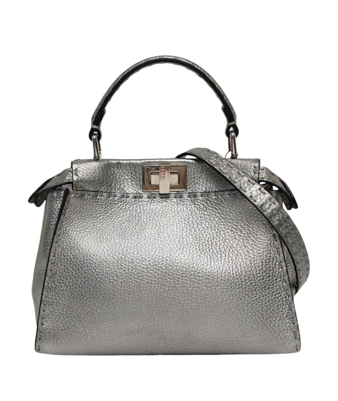 FENDI Серебряная кожаная сумка через плечо, фото 1