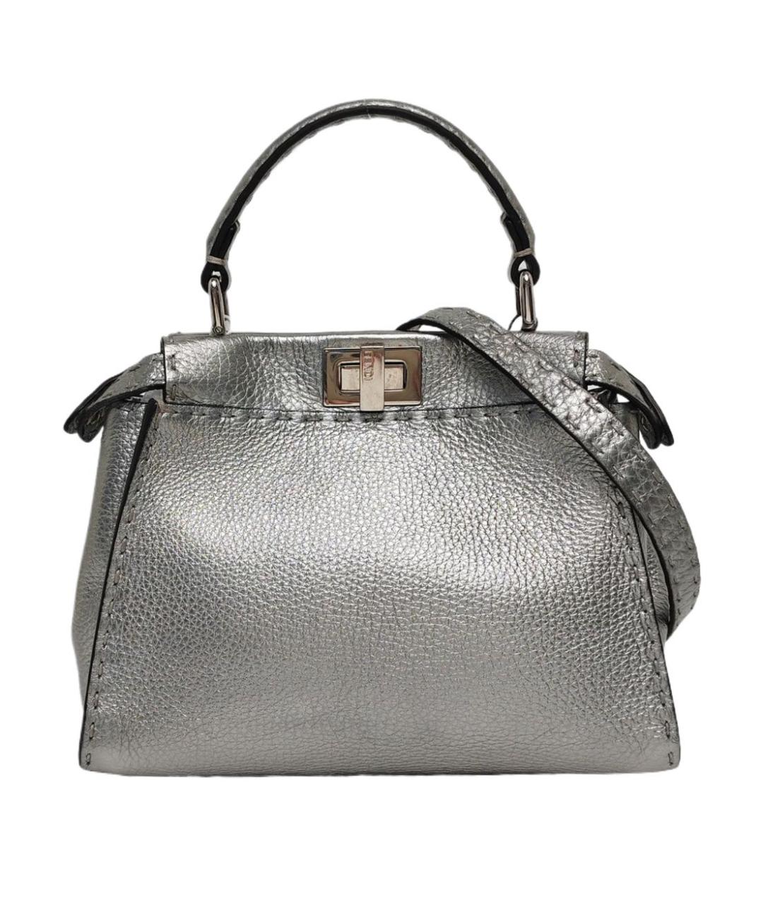 FENDI Серебряная кожаная сумка через плечо, фото 5