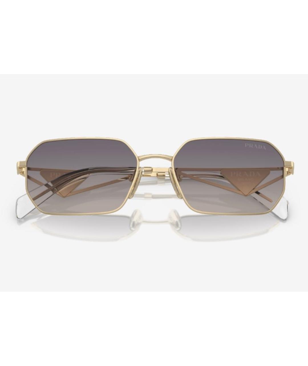 PRADA Золотые металлические солнцезащитные очки, фото 4