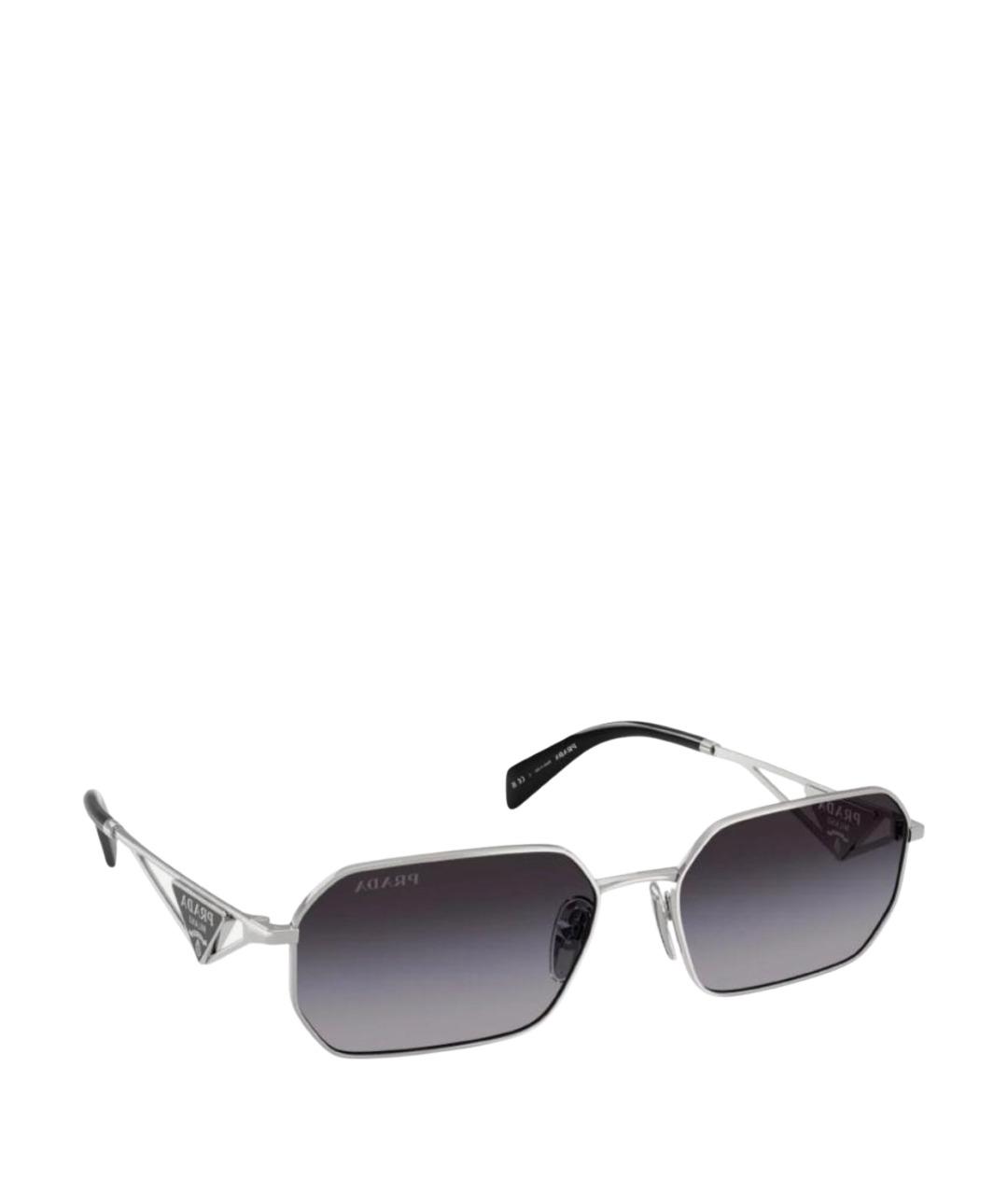 PRADA Серебряные металлические солнцезащитные очки, фото 1
