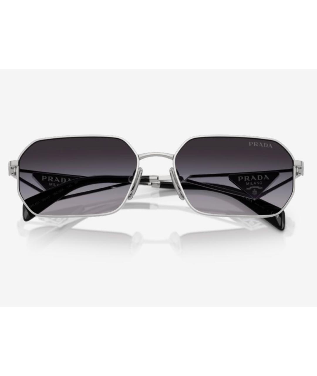 PRADA Серебряные металлические солнцезащитные очки, фото 3