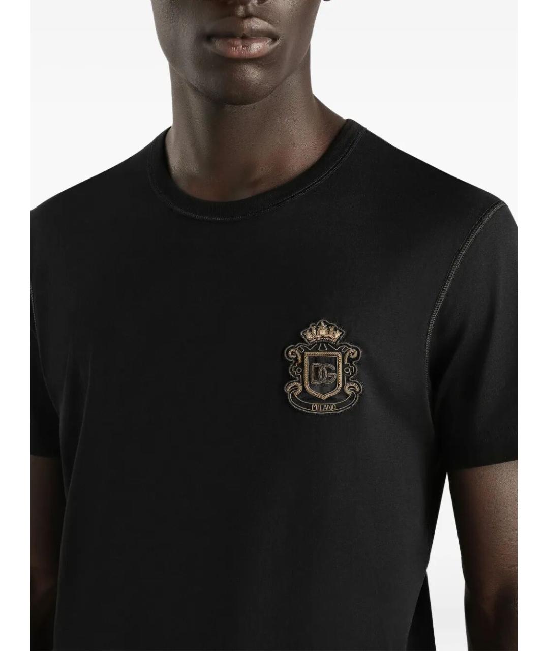 DOLCE&GABBANA Черная хлопковая футболка, фото 3