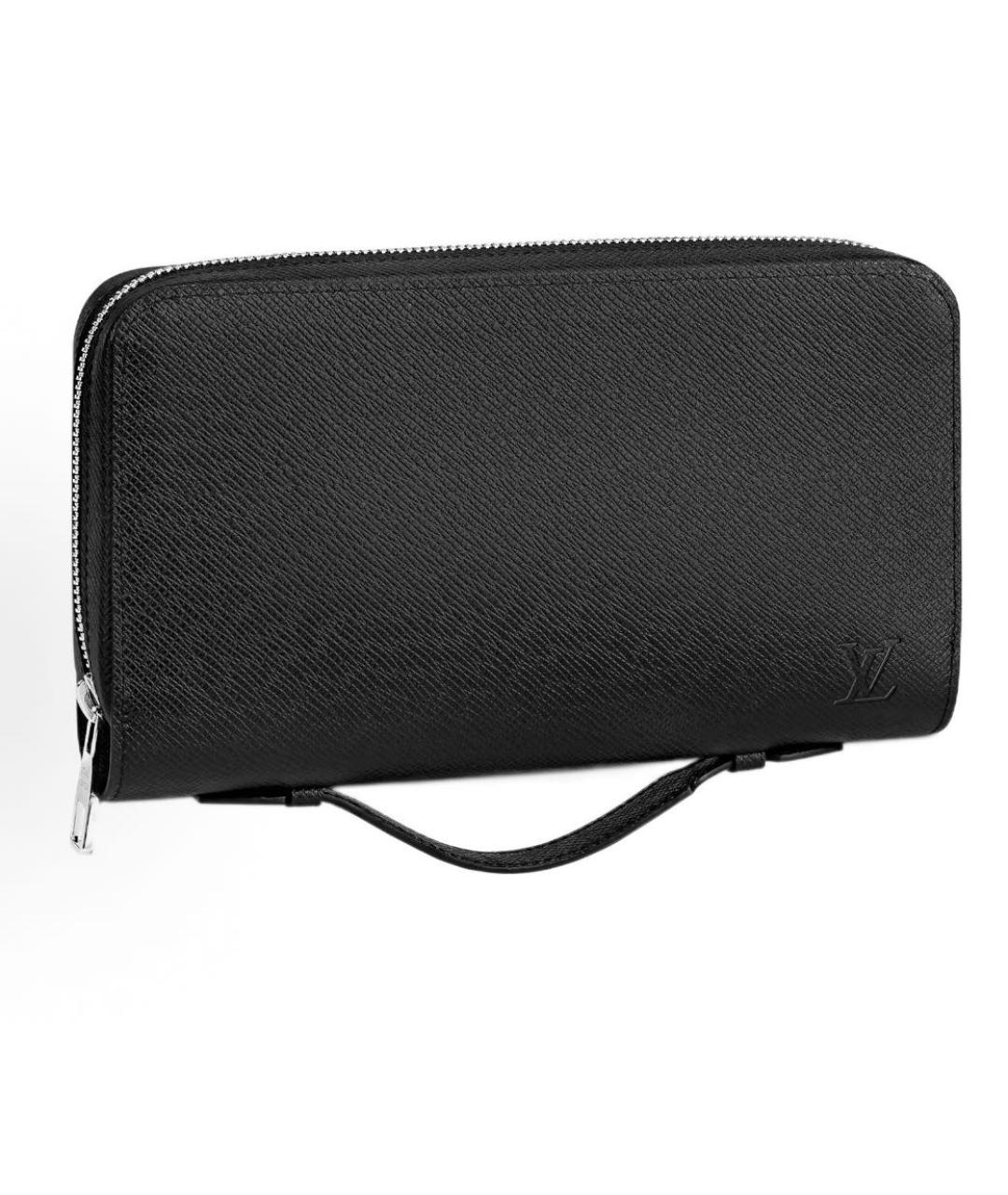 LOUIS VUITTON Черный кожаный кошелек, фото 3