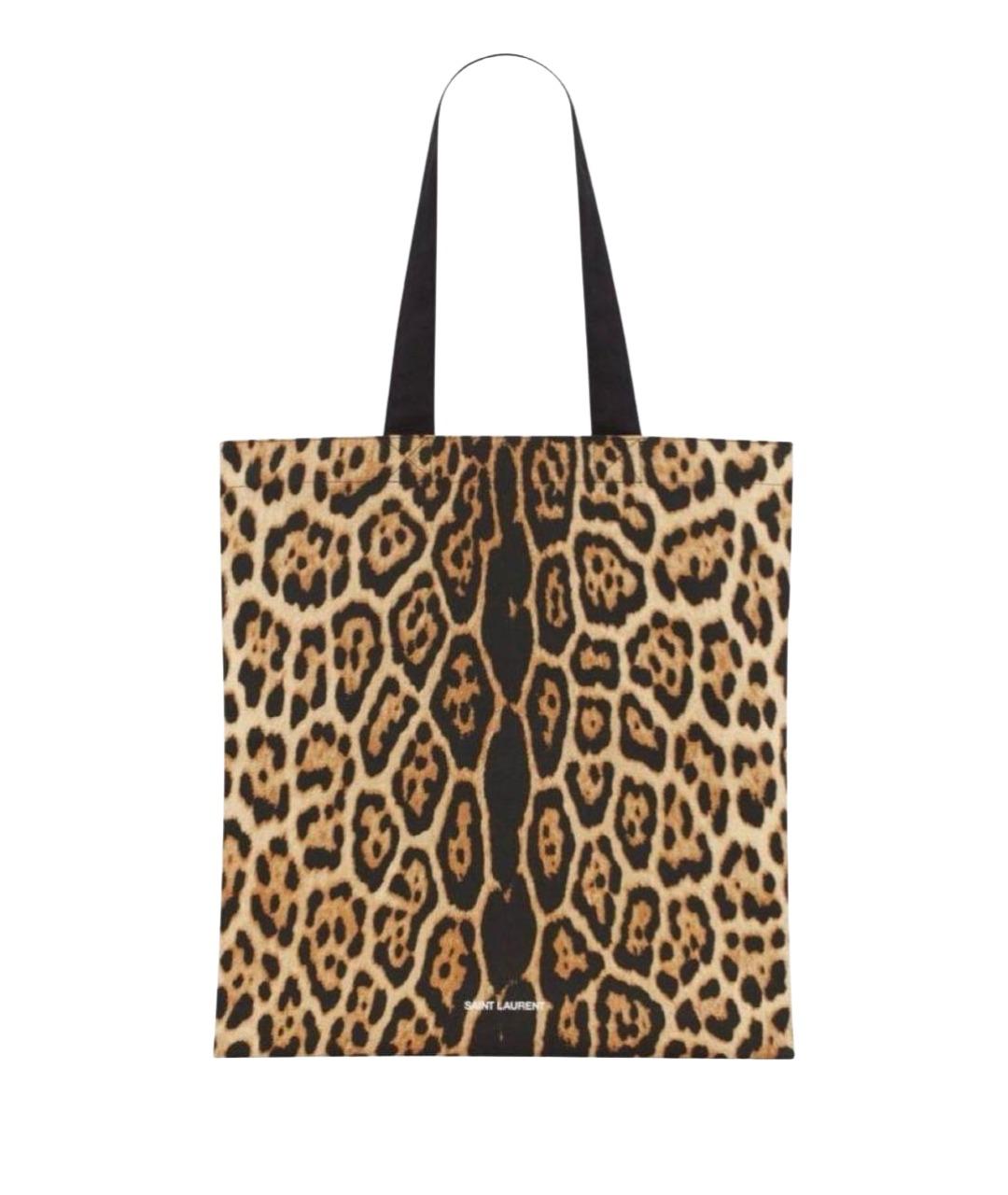 SAINT LAURENT Коричневая тканевая сумка с короткими ручками, фото 1