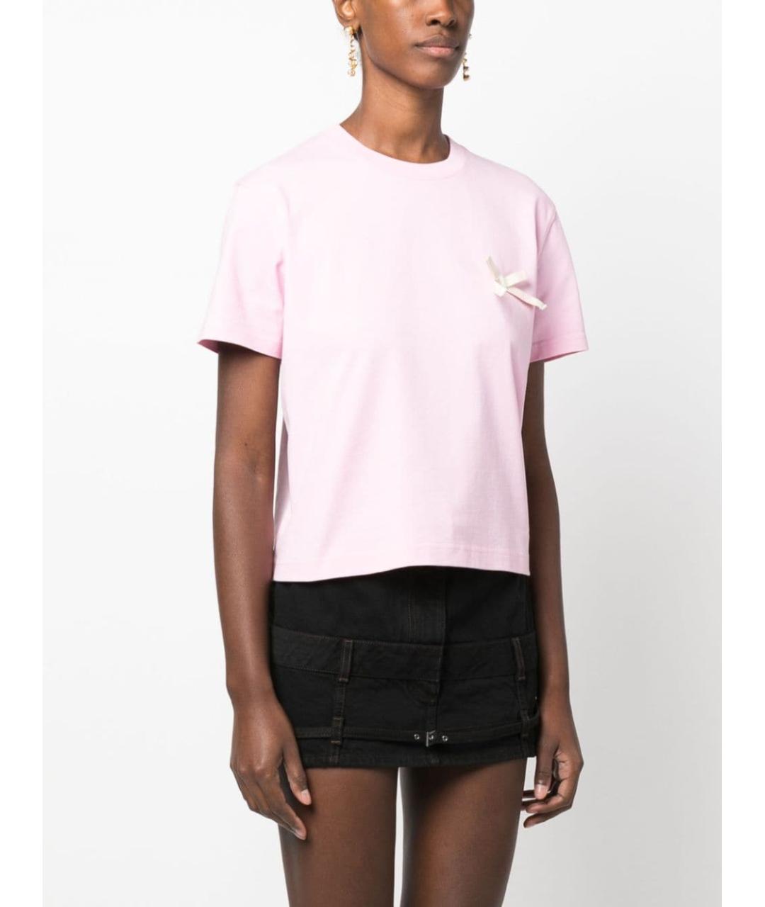JACQUEMUS Розовая хлопковая футболка, фото 2