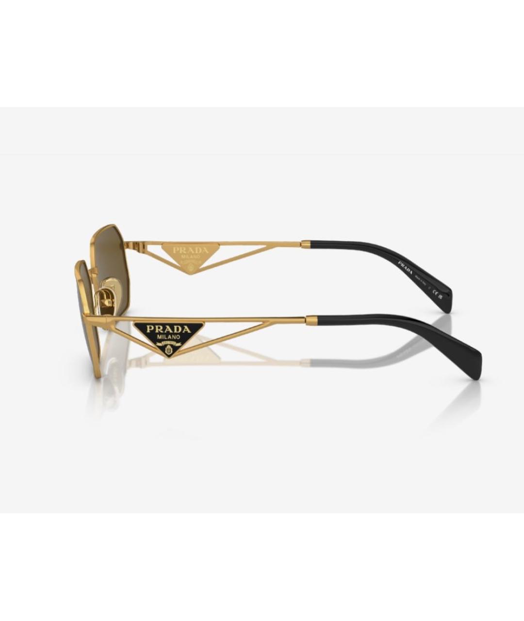 PRADA Золотые металлические солнцезащитные очки, фото 3
