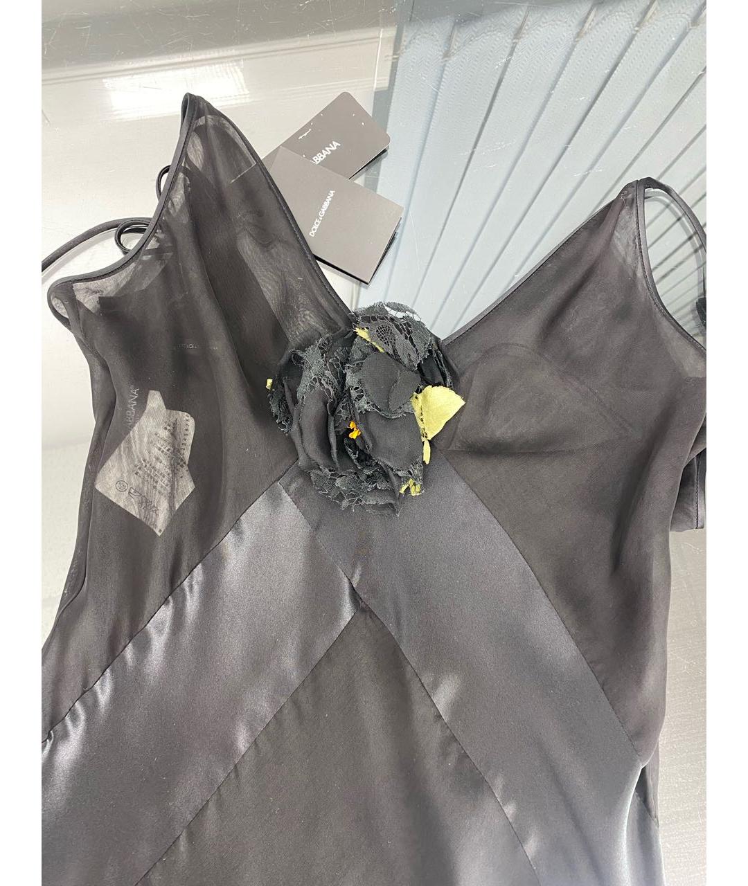 DOLCE&GABBANA Черное шелковое коктейльное платье, фото 3