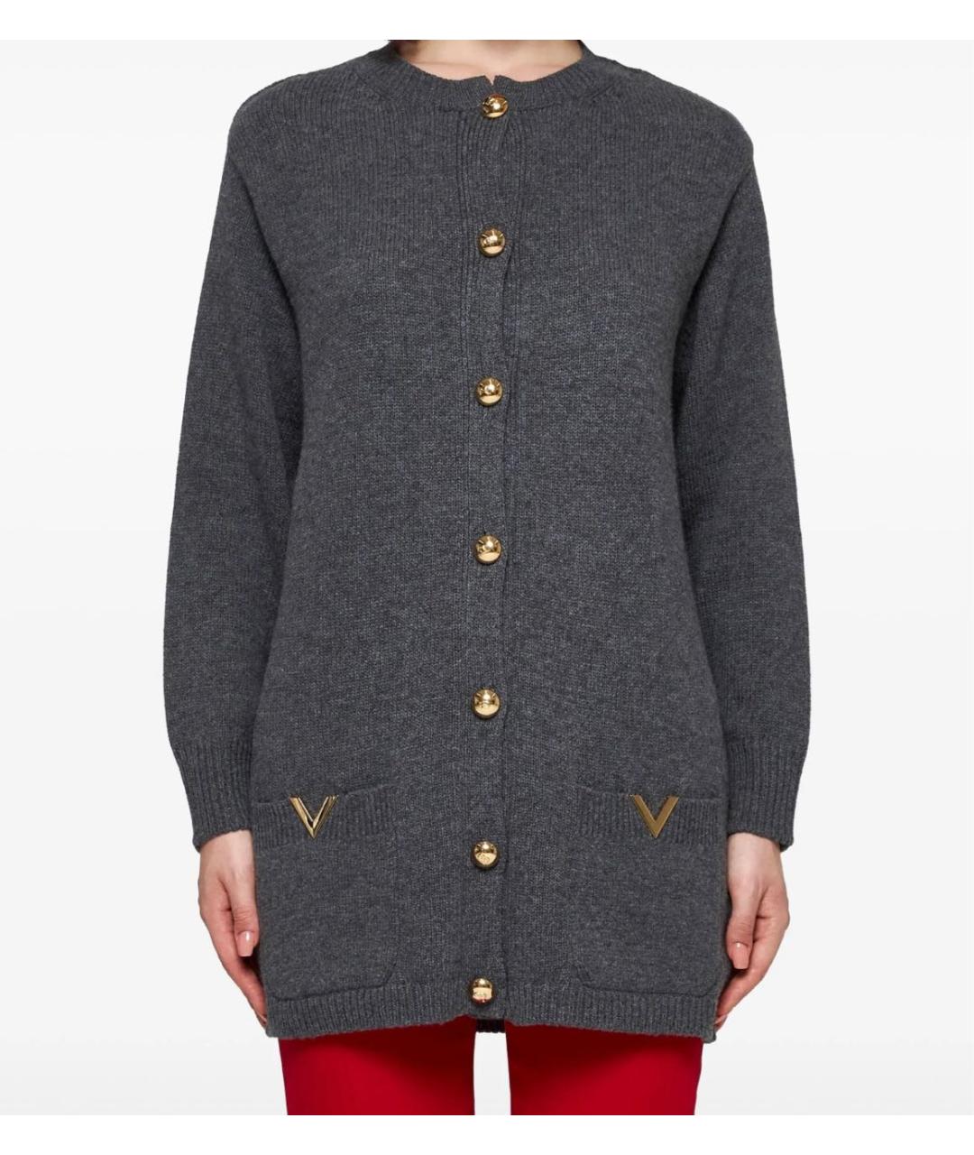 VALENTINO Антрацитовый шерстяной кардиган, фото 2