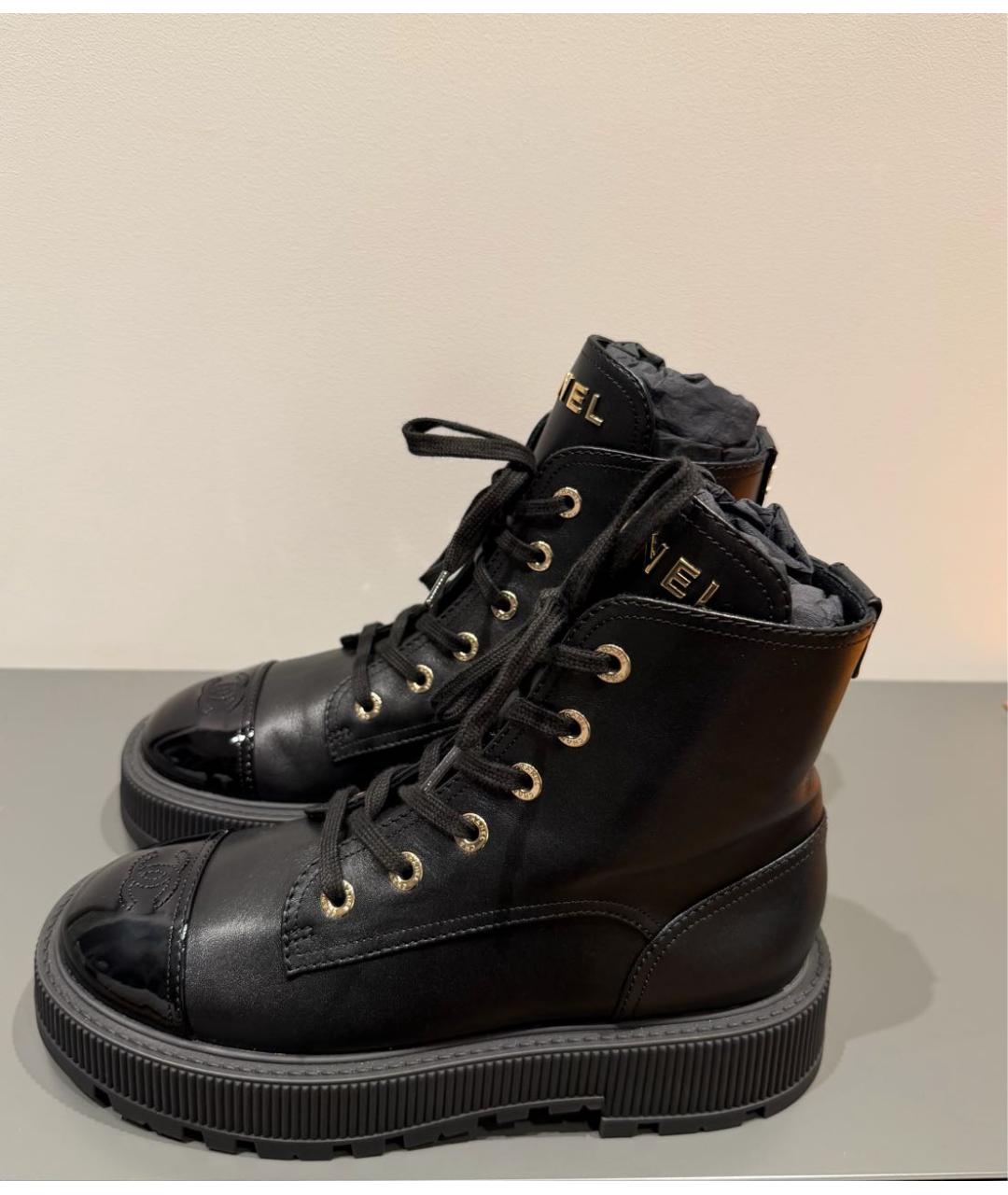 CHANEL Черные кожаные ботинки, фото 5