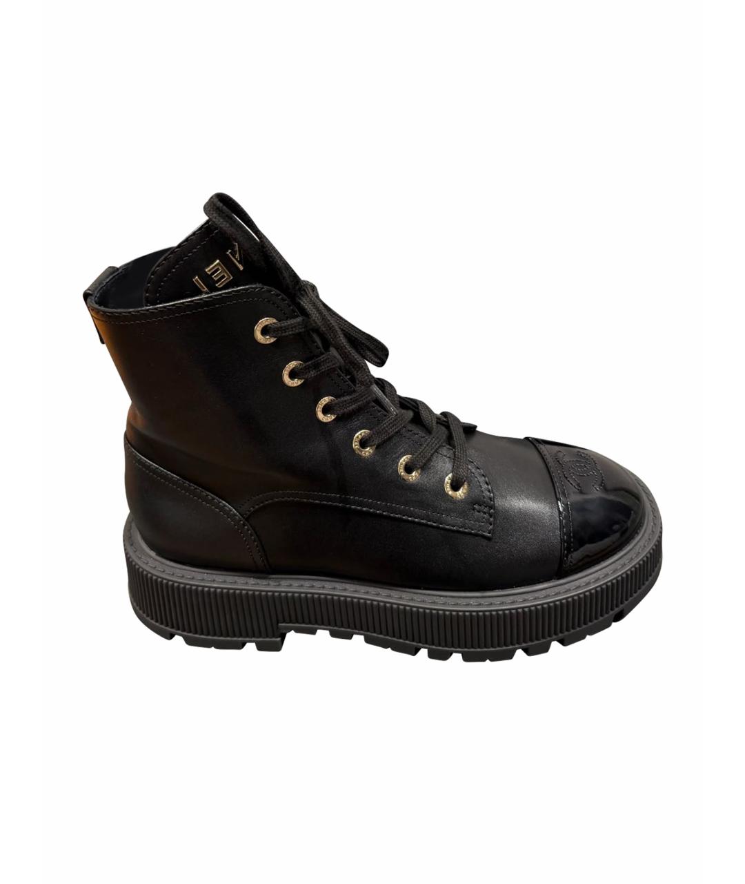 CHANEL Черные кожаные ботинки, фото 1