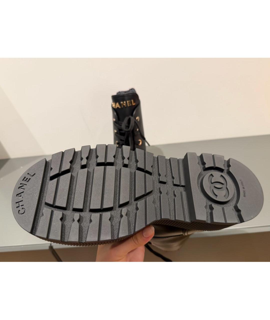 CHANEL Черные кожаные ботинки, фото 3