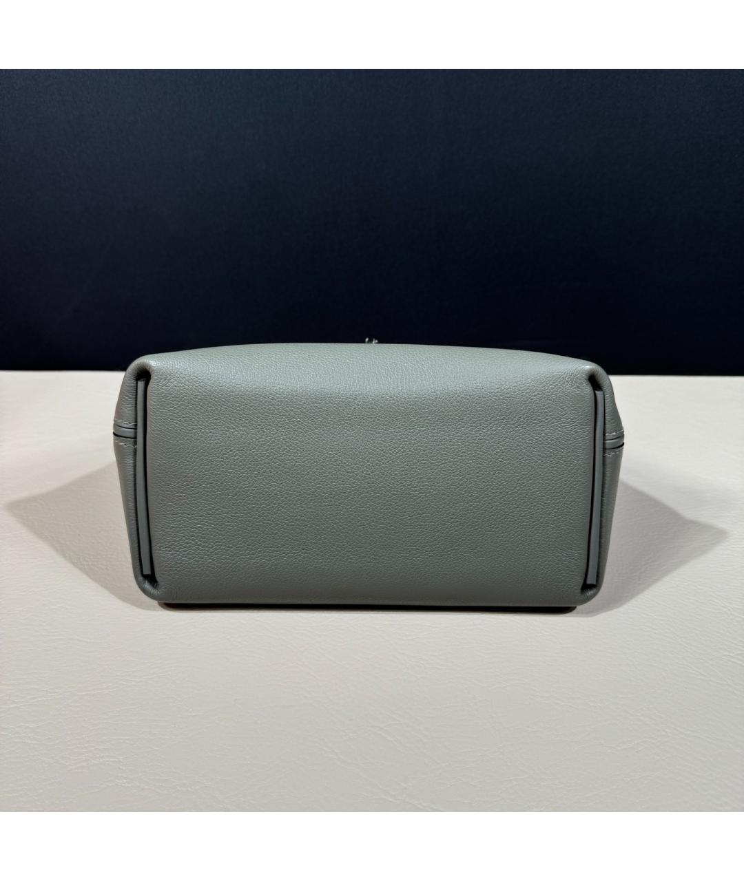HERMES Серая кожаная сумка с короткими ручками, фото 4