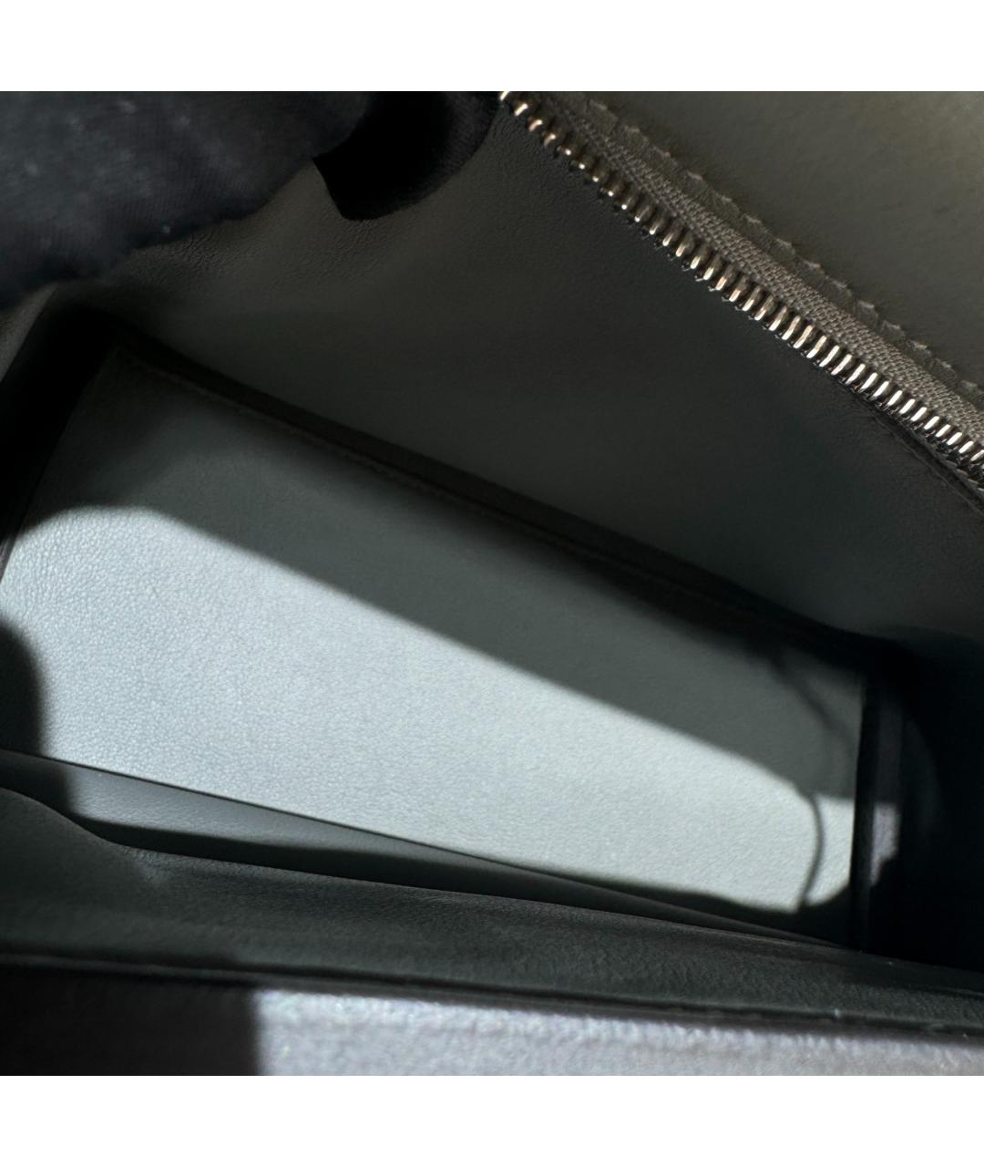 HERMES Серая кожаная сумка с короткими ручками, фото 5