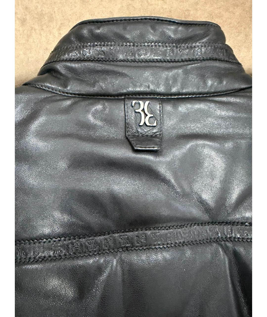 BILLIONAIRE Черная кожаная куртка, фото 3