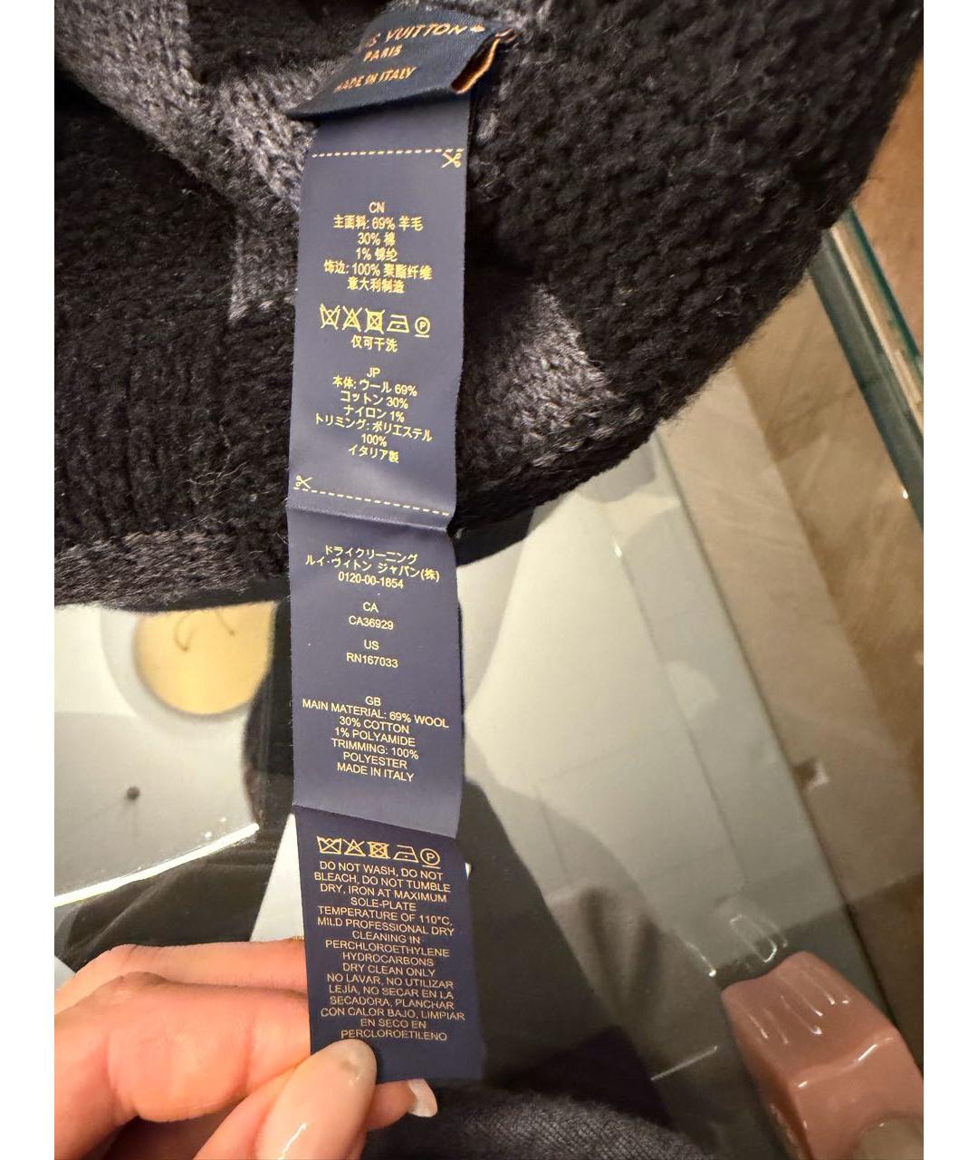 LOUIS VUITTON Черная шерстяная шапка, фото 3